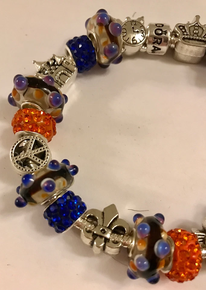 ❤️Pandora CHARM BEADS BRACELET Sterling Silver Chain Red & Blue European Beads❤️ - Image 2 of 4