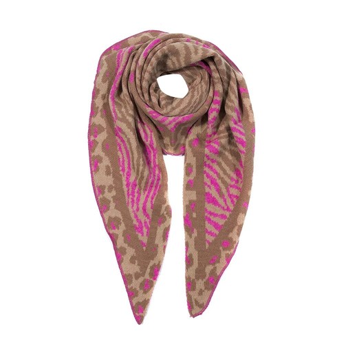Schal Tuch Dreieckstuch Strick Animalmix Zebra Leo Leoparden Muster versch. - Picture 6 of 13