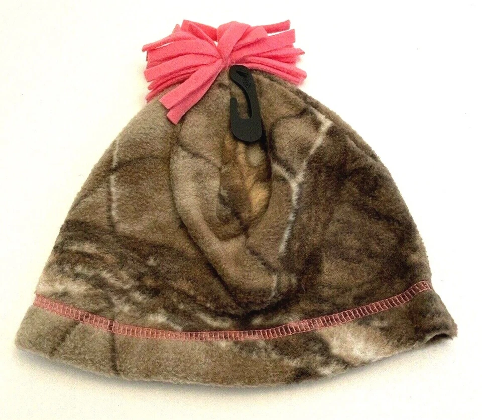 Hot Shot Realtree Fleece Beanie Pink Pom Pom Youth Girls One Size 4-6X Cap Hat - Image 4 of 4