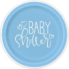 Baby Shower Party Plates Boy Blue 18cm Dessert Buffet Lunch Paper Plates x 8