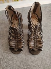 Mustang High Heels Sandale Brauntöne Blockabsatz 8 Cm Neuwertig