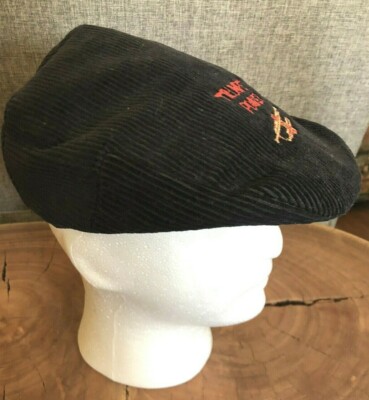 Vintage black embroidered corduroy Young An flat hat trumpet power. 