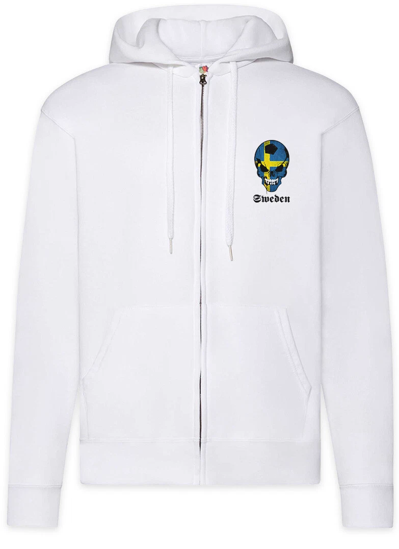 Sweden Football Skull Flag Zipper Hoodie Flagge Fan Fußball Schweden