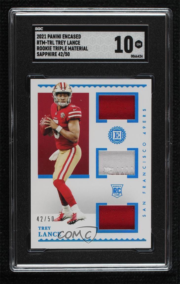 Trey Lance Panini Encased Rookie Triple Memorabilia #RTMTRL Ruby