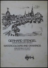 Gerhard Stengel Grafik 1972 Dresden von Carolabrücke Vordruck 1979 Plakat 82x57