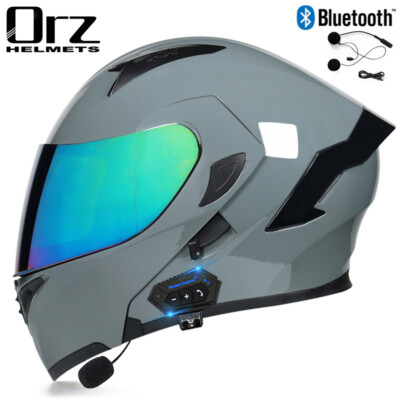 Bluetooth Modular Flip-Up Motorcycle Helmet Full-Face Helmet with Dual Lenses