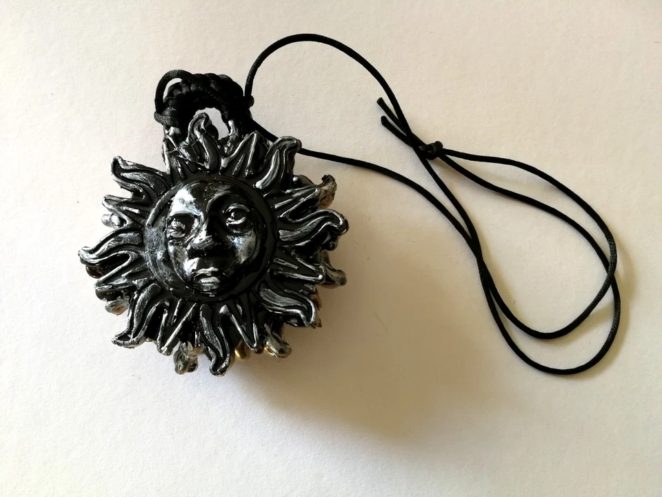 Black Sun Moon Astrology Sign Necklace Pendant Gothic Jewelry Witchcraft Symbols - Image 2 of 4