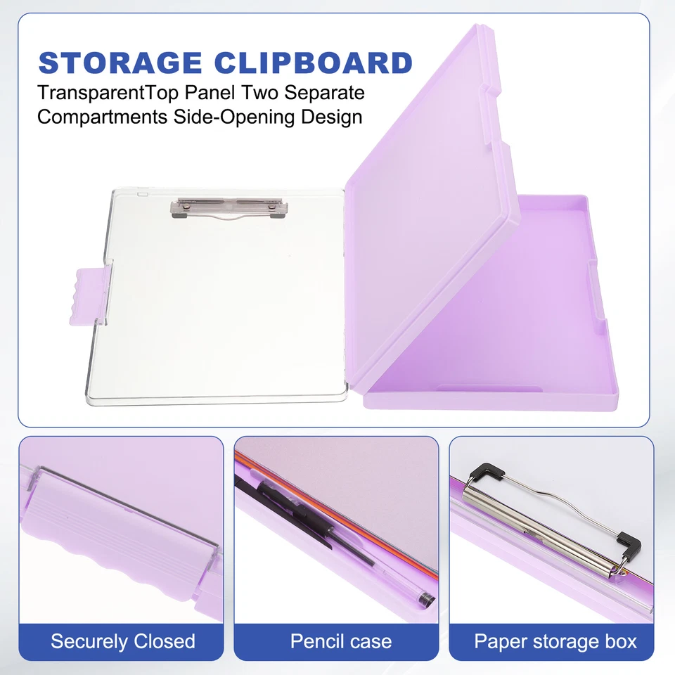Clipboard with Storage 8.5x11 with Pen Holder A4 Legal Paper Folder, Purple - Изображение 4 из 4