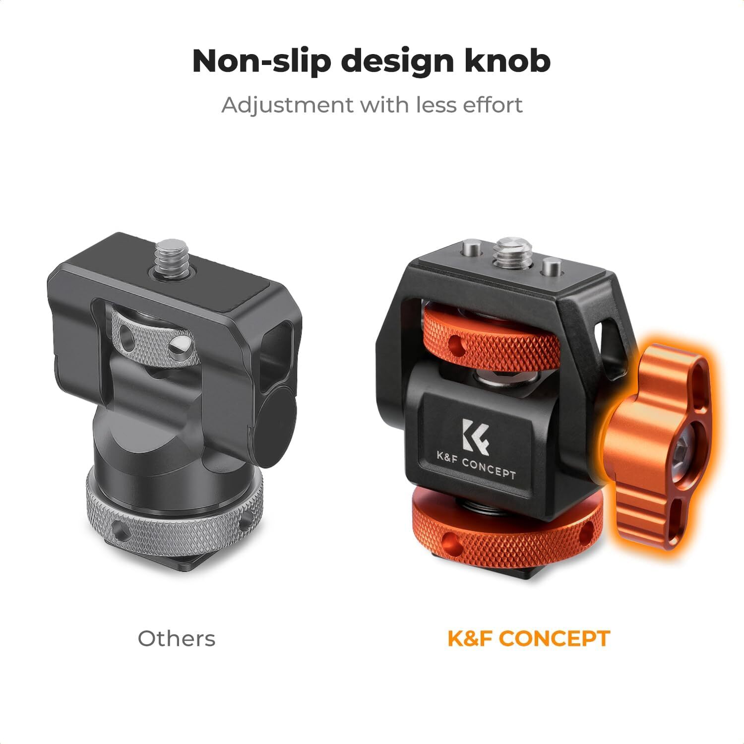 K&F CONCEPT 360&deg; Swivel 180&deg; Tilt Adjustable Monitor Mount with Cold Shoe Mount