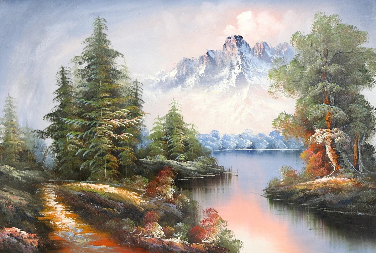 絵画 Mountain Landscape Sunset surrealistic and expressionist mountain landscape