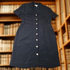 Classic Vintage Talbots 100% Silk Black Button Down Dress 12 Officewear Everyday