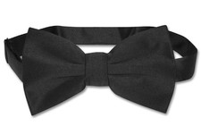 Vesuvio Napoli BOWTIE Solid BLACK Color Mens Bow Tie for Tuxedo or Suit
