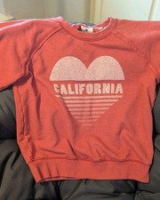 Sundry Anthropology Women's Red CALIFORNIA HEART Raglan Sweatshirt S USA 128