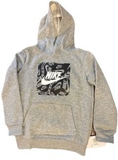 Nike Hoodie Sweatshirt Youth Boys Medium Size 5-6 Gray Pullover NWT