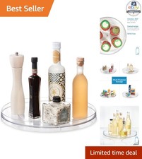 Lazy Susan Organizer 14.5-Inch Clear Plastic Turntable for Kitchen Cabinet