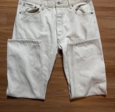 VTG 90s Levis 501 0612 Jeans Mens 36x30 Beige Tan Denim Button Fly USA Made 1997