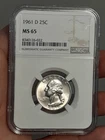 1961-D Washington Quarter, NGC Graded, MS65