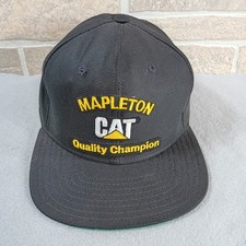 Vintage Mapleton CAT Quality Champion Tonkia Snapback Hat Cap Made in USA Black