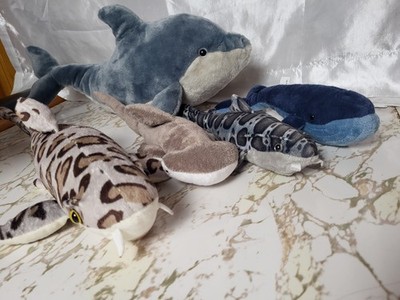  Marine Plush Lot Wild Republic Dolphin Wildlife Artists Leopard Shark Whale .