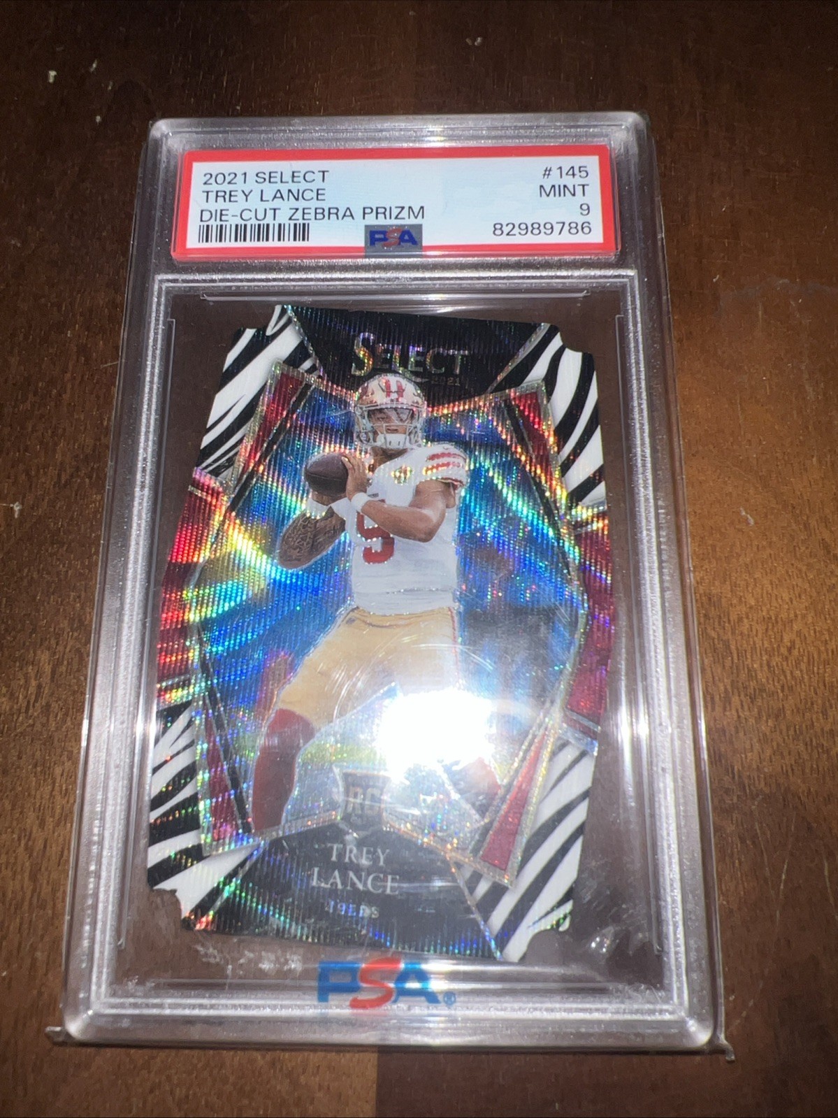 2021 Select Trey Lance #145 Die-cut Zebra RC Rookie Card PSA 9 - 49ers Cowboys