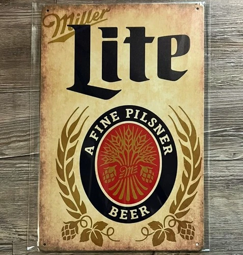 Miller Lite A Fine Pilsner Beer 8 x 12 Vintage Novelty Metal Sign New!