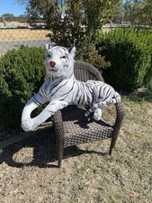Jumbo Large 37" Melissa  Doug White TIGER PLUSH Stuffed Animal VTG