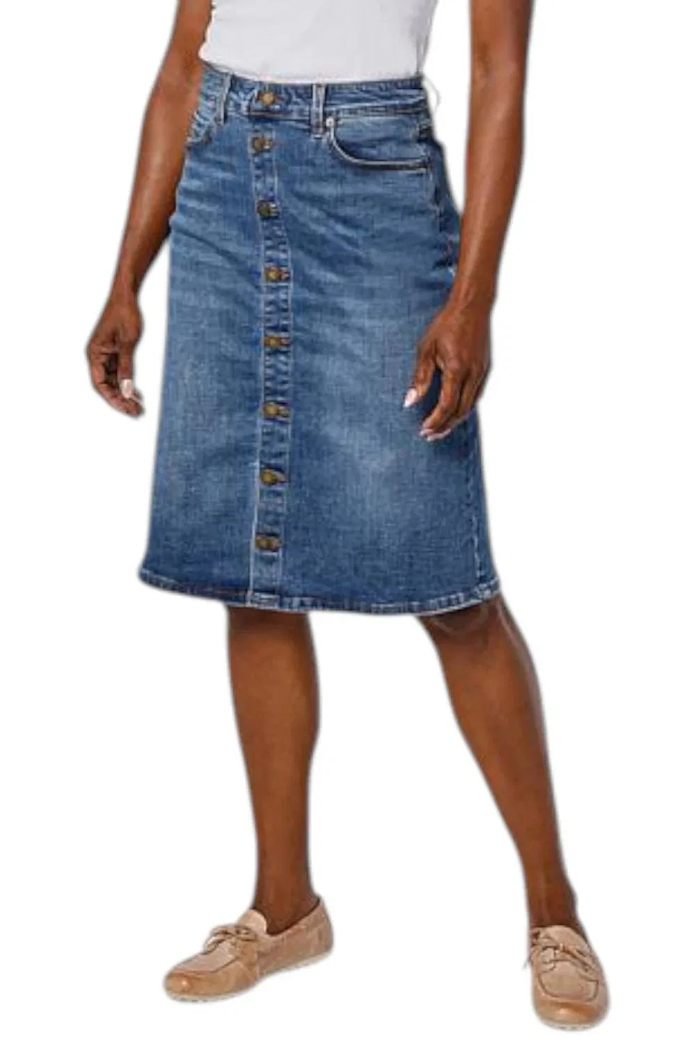 DG2 by Diane Gilman Women's Denim Pull On Buttoned Aline Skirt Midtone
Opens in a new window or tab