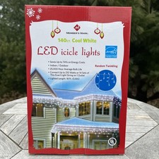 Christmas LED Icicle Lights Cool White 18-ft  140-ct Lot of 4 Random Twinkling