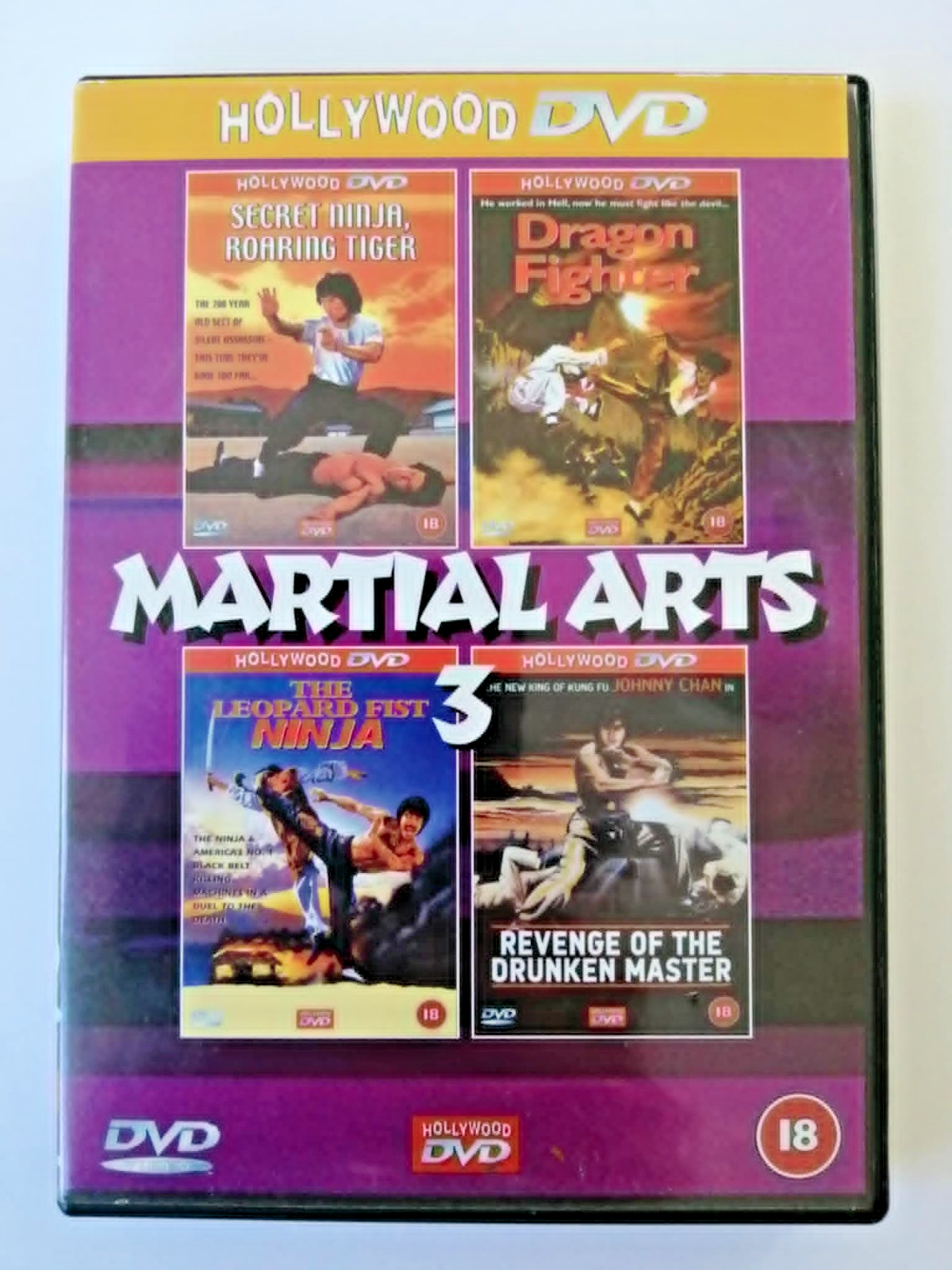DVD Martial Arts 3.  4 Movies. Secret Ninja, Roaring Tiger. Dragon Fighter