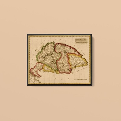 Vintage Maps - Hungary - Art Print on Paper or Canvas