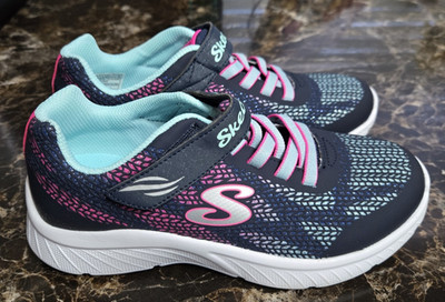 Girls Skechers Microspec Plus-Disco Dreami Sneakers, Navy Multi-Color, Size 4.5