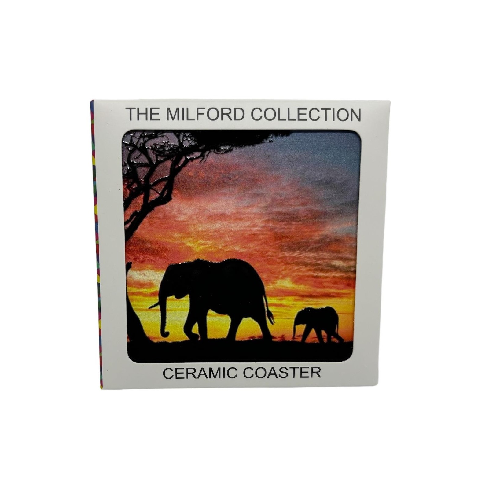 Ceramic Drinks Coaster Art Tea Coffee Mat Cork Backed Elephant Design 1pc