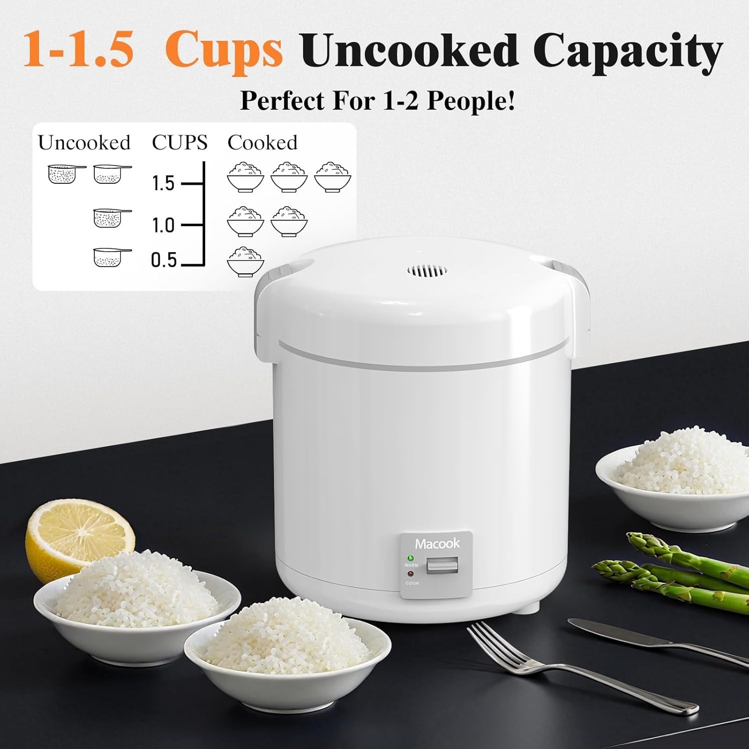 Small Fried Rice Cups Rice Cooker Small 1-1.5 Cups Uncooked3 Cups Cooked, Mini Rice Cooker ...