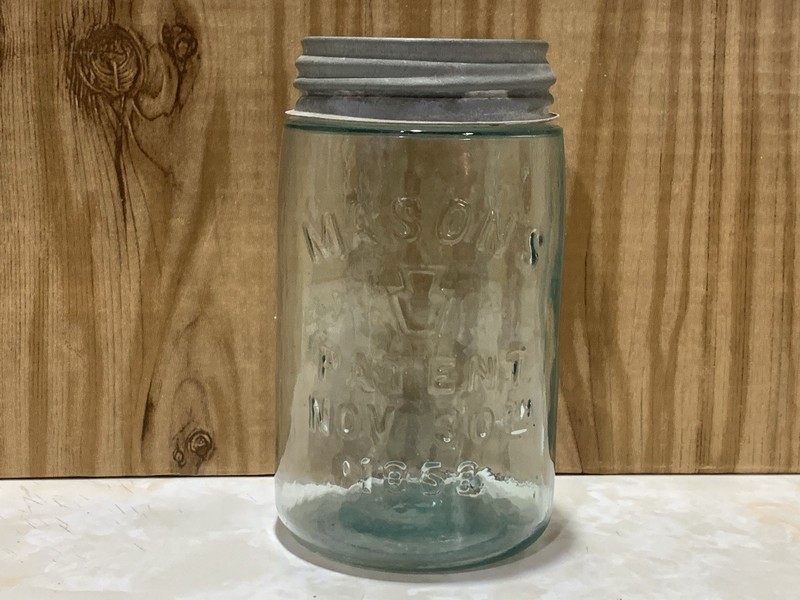 Mason’s Keystone Patent Nov 30 1858 Aqua Pint Fruit Jar Red Book #1965