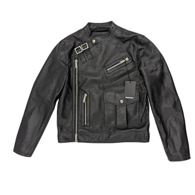 DSQUARED2 S71AN0198 Herren Biker Jacke Reißverschluss Leder Racer Winter Outwear Mantel