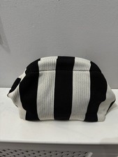 Knitted Striped Clutch Bag, Black & Cream