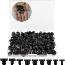 90pc Silicone Rubber Hole Plug Assortment 4-9.5mm Black Waterproof Stopper Set