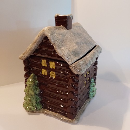 Vintage Boyds Bears Collection Ceramic Log Cabin Cookie Jar - Picture 2 of 5