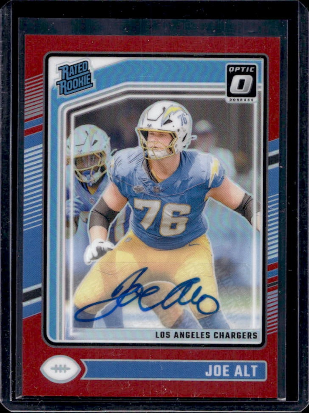 2024 Donruss Optic Joe Alt Rated Rookie Auto Red #57/75 Chargers