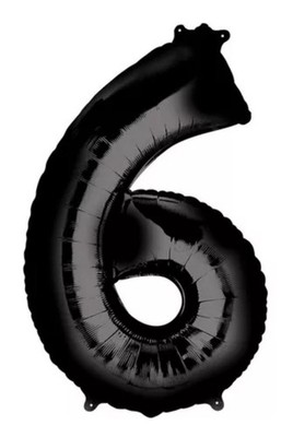 Anagram Number  6  Single PC 34  Mylar Balloon - Black