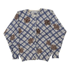 Blumarine Checked Cardigan - XS Blue Angora Blend
