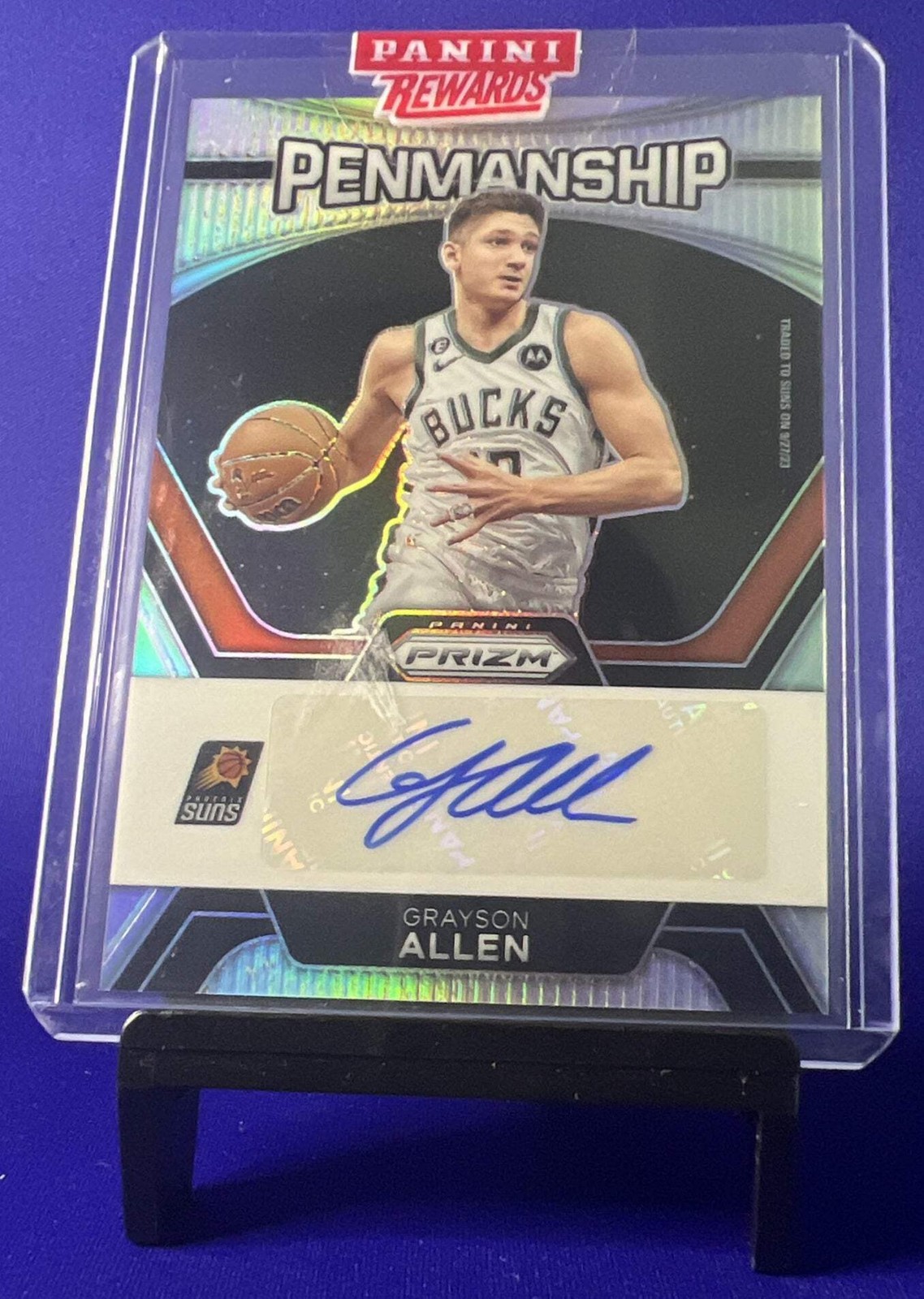 2023-24 Panini Prizm Grayson Allen PNM-GRY Penmanship Silver Auto Suns/Bucks