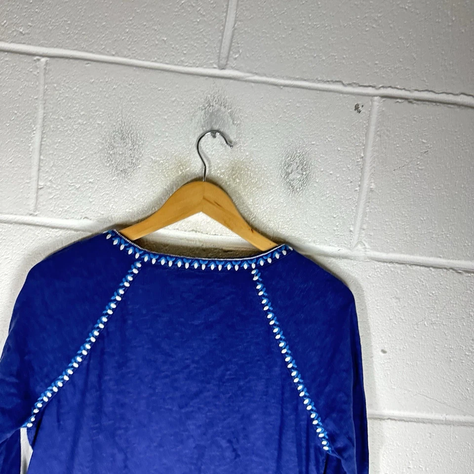 Boden Dress Womens Medium Blue Edie Kaftain Floral Embroidered Boho Tunic Beach* - Image 4 of 4