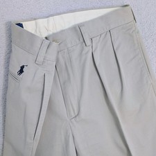 Polo Ralph Lauren Ethan Beige Pleated Chino Pants Men s 35x30 Khaki Navy Pony