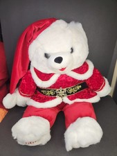 Vintage 2000 SNOWFLAKE WHITE TEDDY BEAR CHRISTMAS PLUSH STUFFED ANIMAL