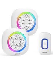 TECKNET Wireless Doorbell with 2 Portable Receiver, RGB Light Door Bell Battery
