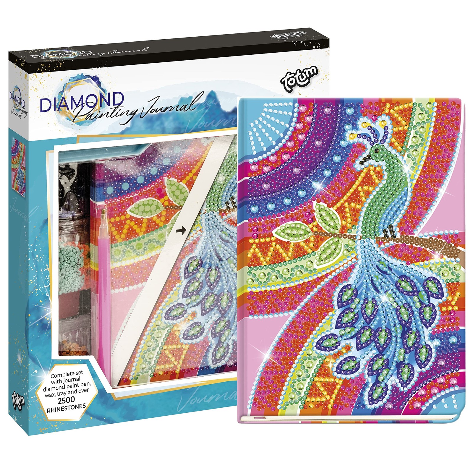 Totum 079762 Pfau Diamond Painting Bastelset Notizbuch bunt 4190₽