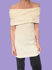 Express Off The Shoulder Knit Cream Dress Top Size S