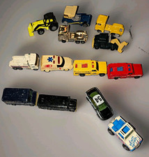 13 Diecast Toy Vehicles Mixed Lot, Police Emergency Construction Theme