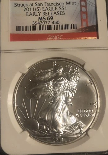 2011 (S) American Silver Eagle MS69 NGC San Francisco Label No International Shp